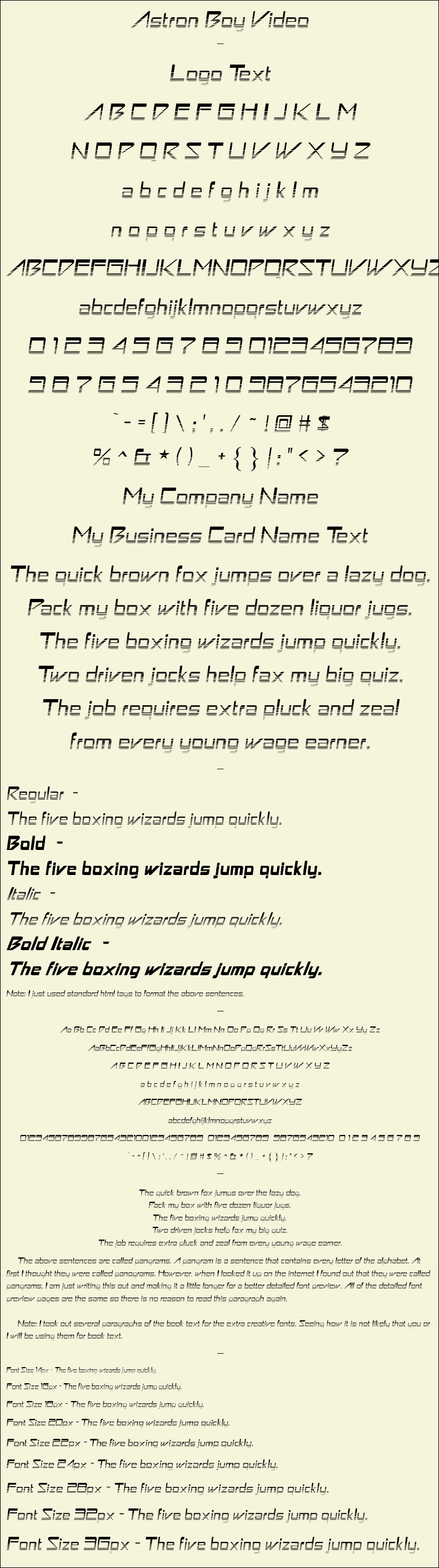 Detailed Picture Preview of The Font - Astron Boy Video