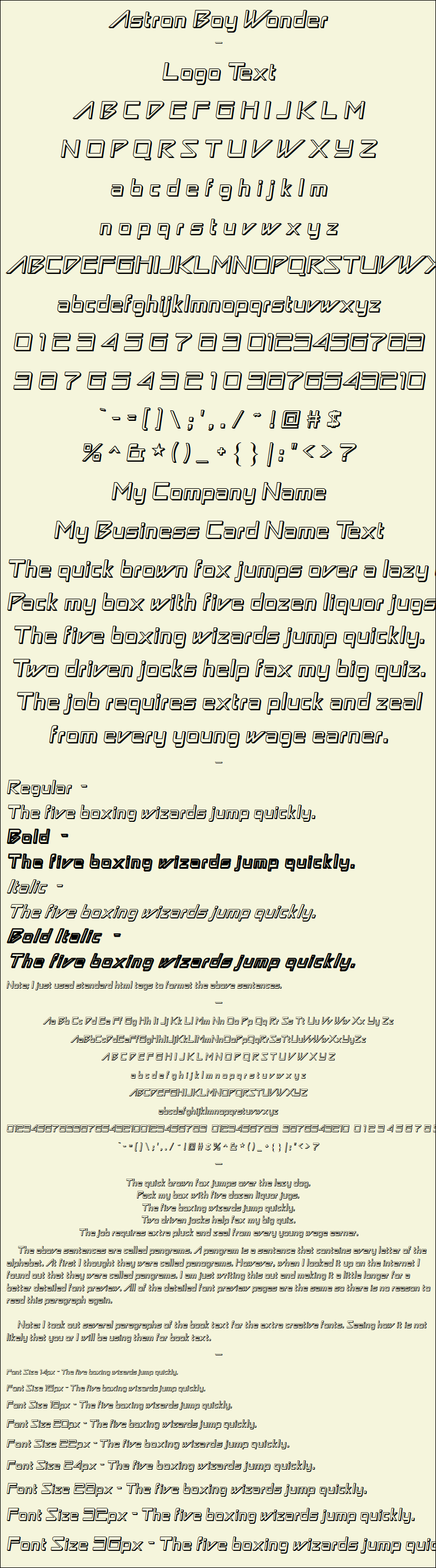 Detailed Picture Preview of The Font - Astron Boy Wonder