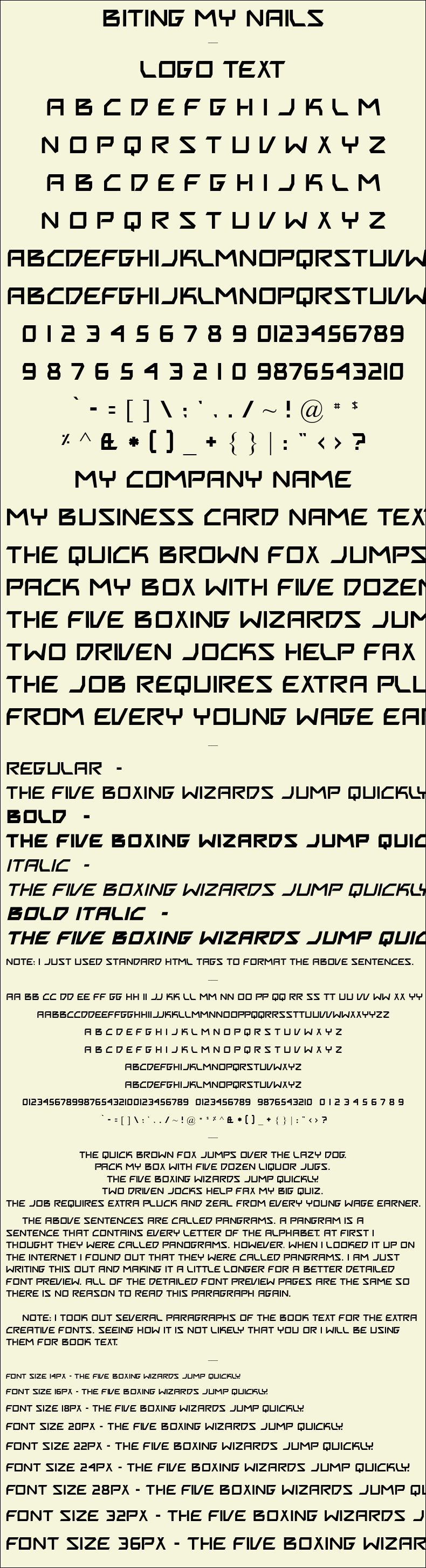 Detailed Picture Preview of The Font - Biting My Nails