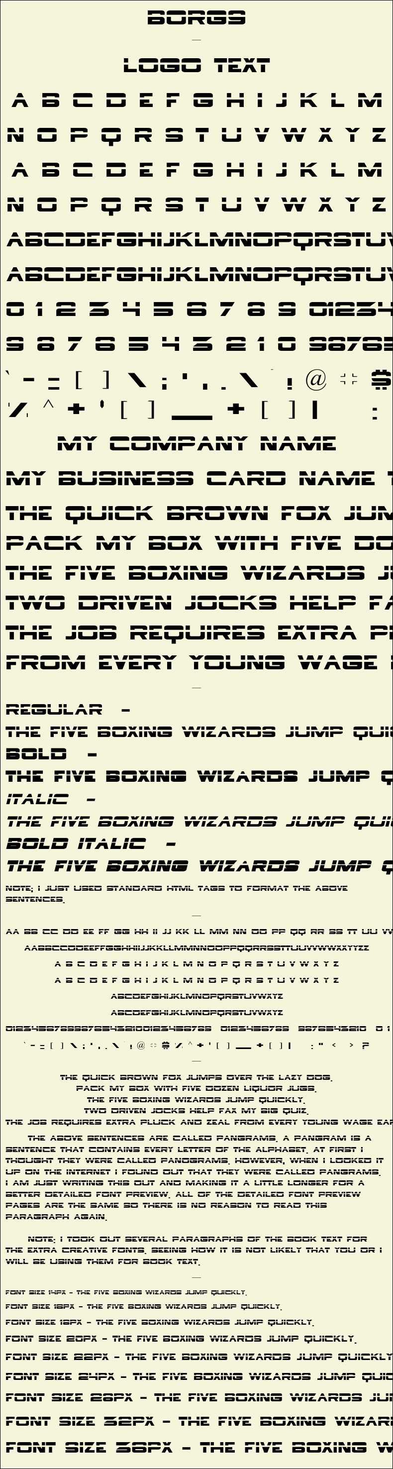 Detailed Picture Preview of The Font - Borg9