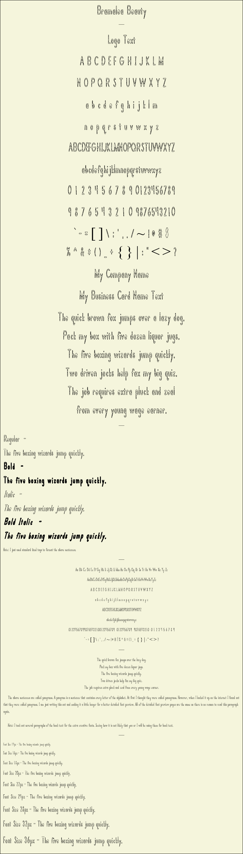 Detailed Picture Preview of The Font - Bramalea Beauty