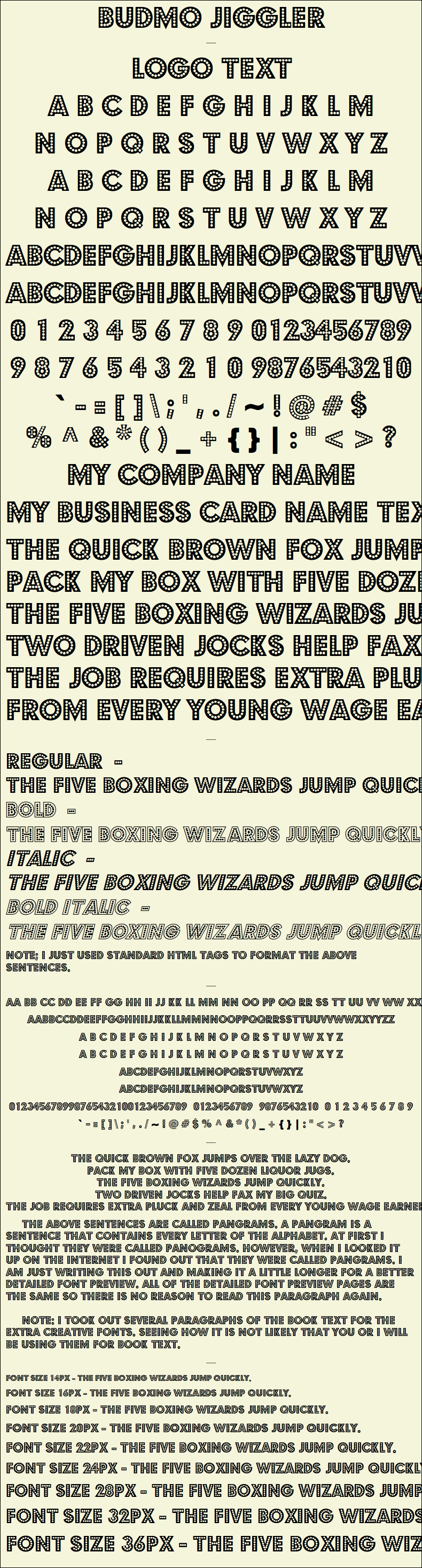 Detailed Picture Preview of The Font - Budmo Jiggler