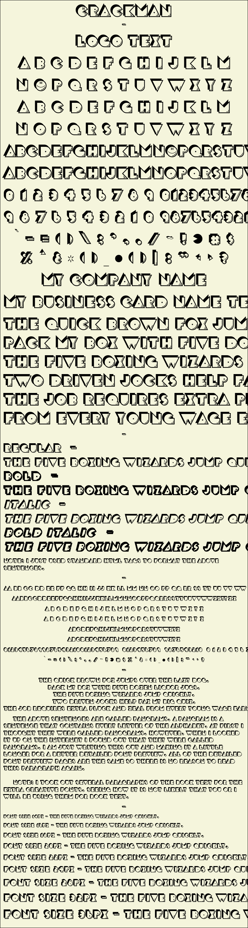 Detailed Picture Preview of The Font - CrackMan