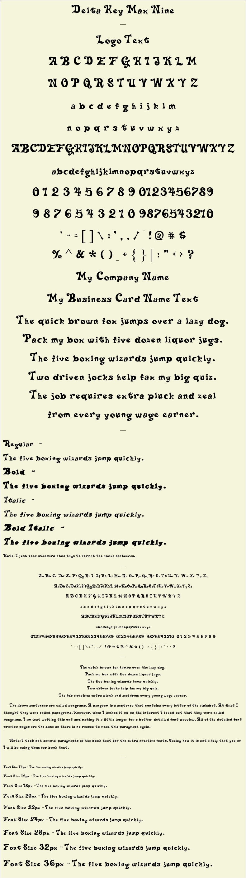 Detailed Picture Preview of The Font - Delta Hey Max Nine
