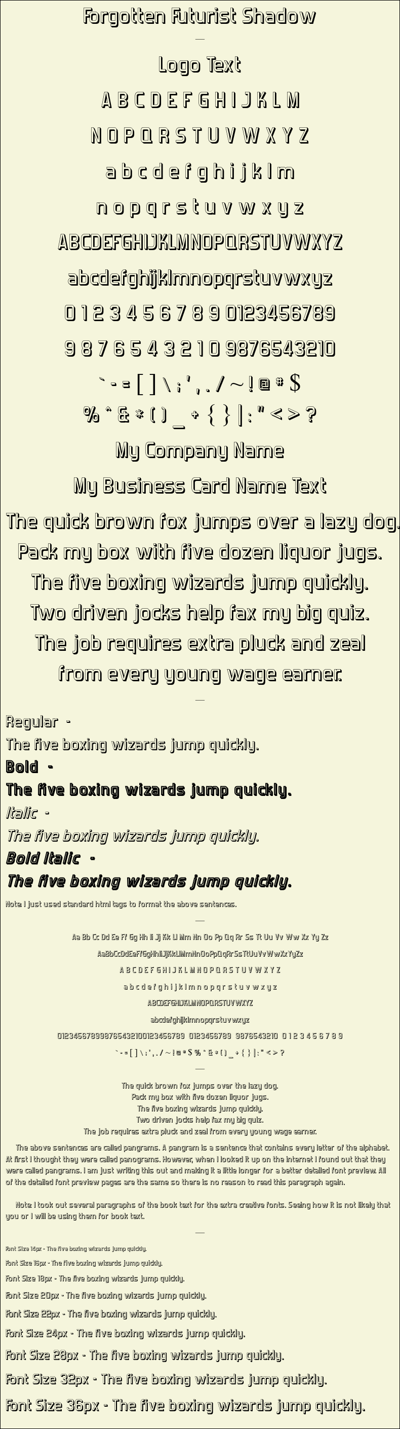 Detailed Picture Preview of The Font - Forgotten Futurist Shadow