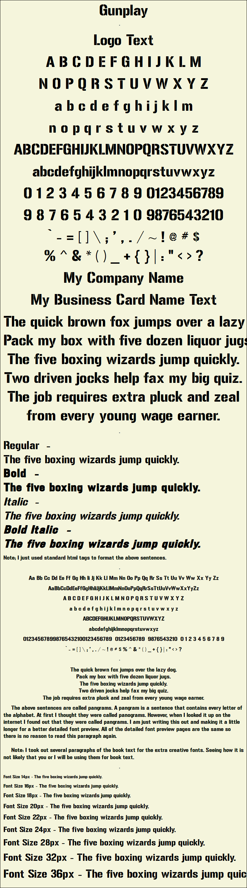 Detailed Picture Preview of The Font - Gunplay