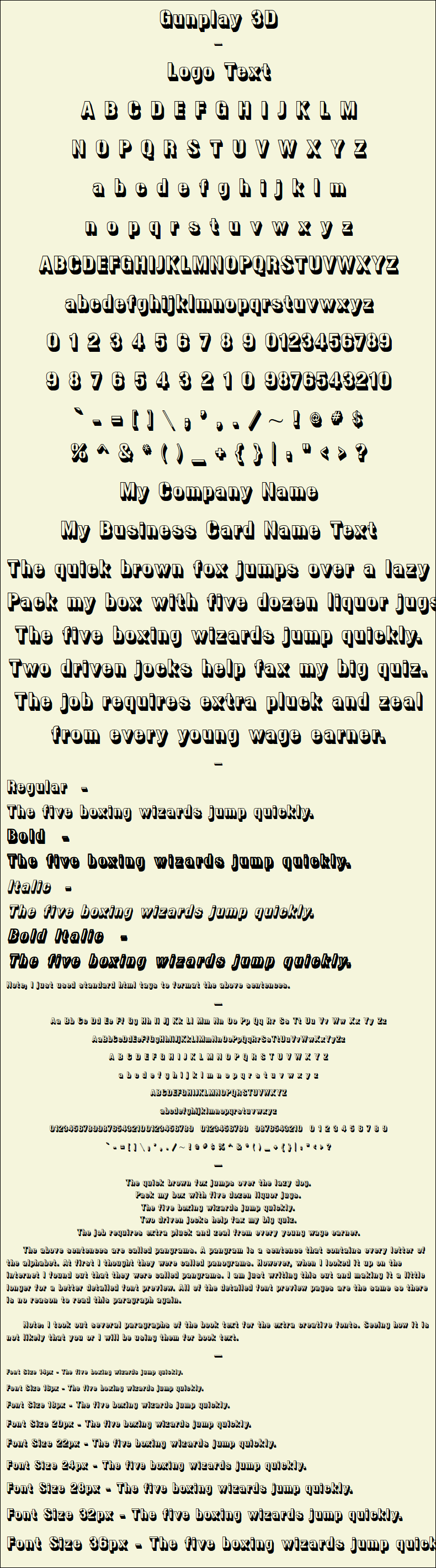 Detailed Picture Preview of The Font - Gunplay 3D