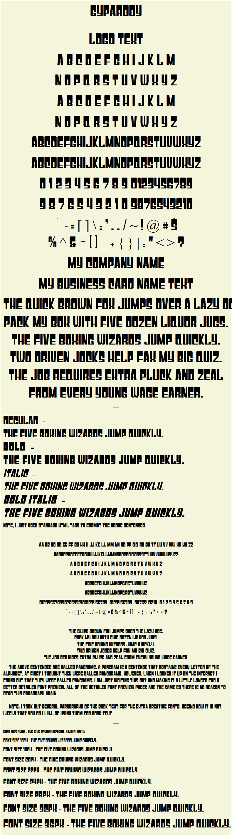 Detailed Picture Preview of The Font - Gyparody