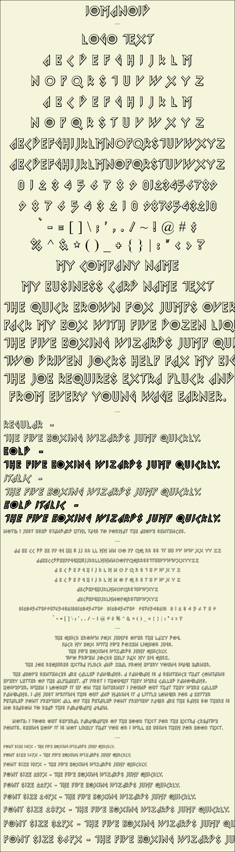 Detailed Picture Preview of The Font - Iomanoid