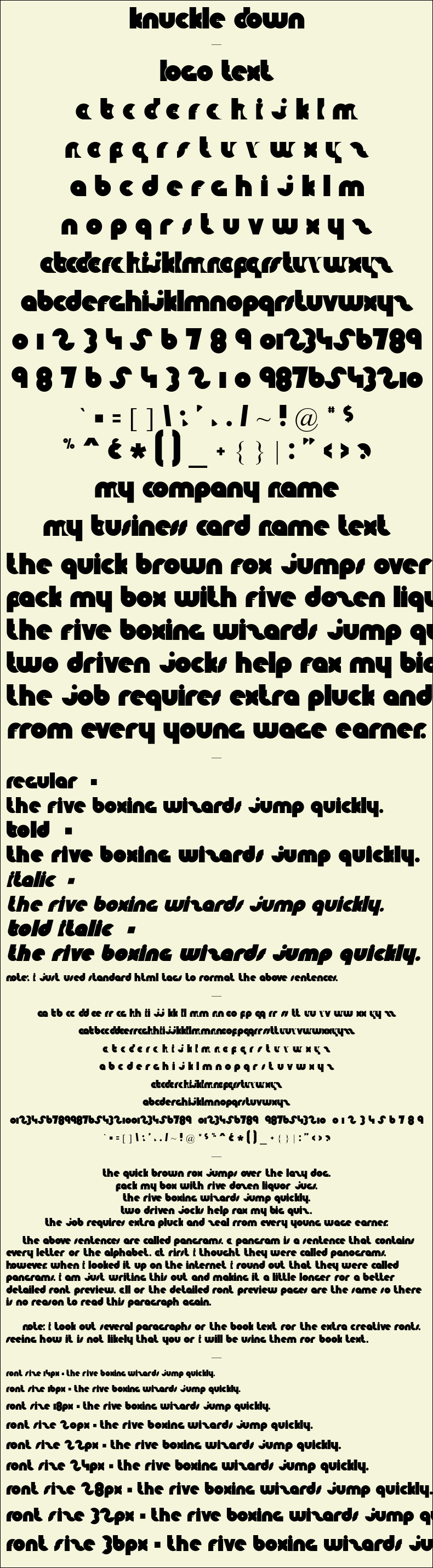Detailed Picture Preview of The Font - Knuckle Down