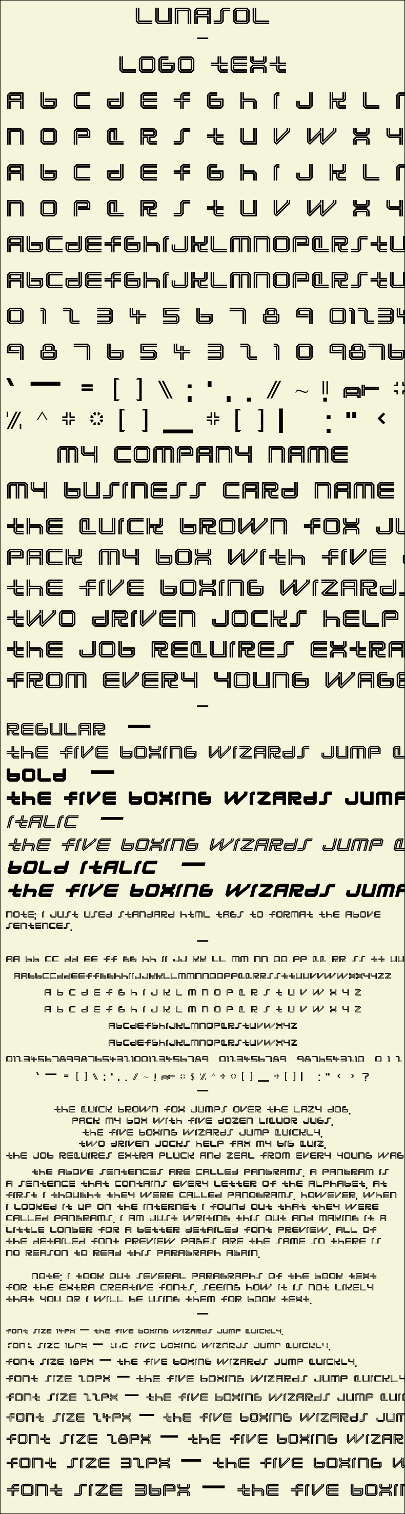 Detailed Picture Preview of The Font - Lunasol