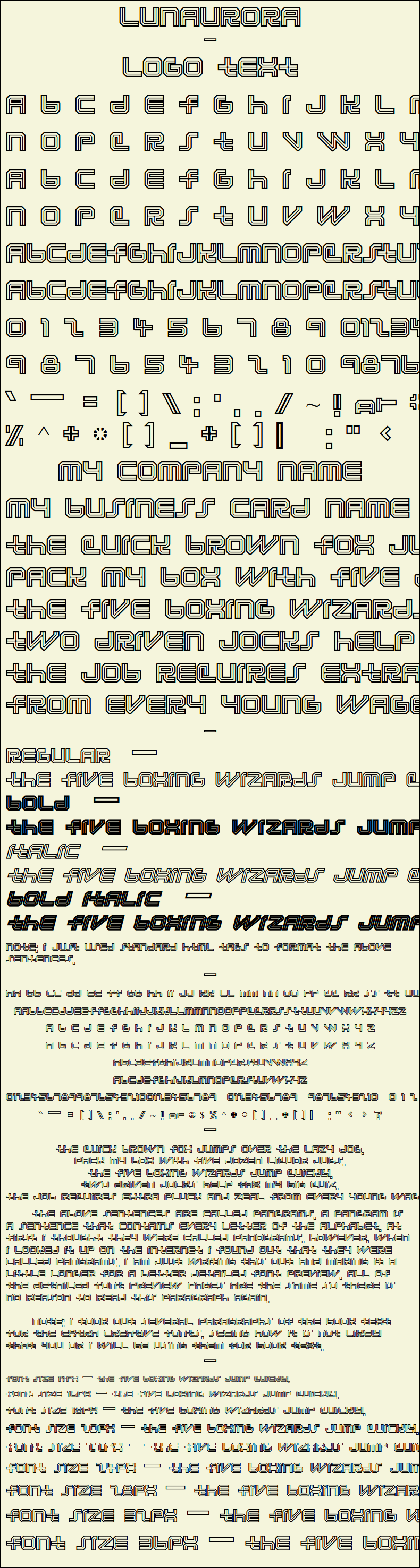 Detailed Picture Preview of The Font - Lunaurora