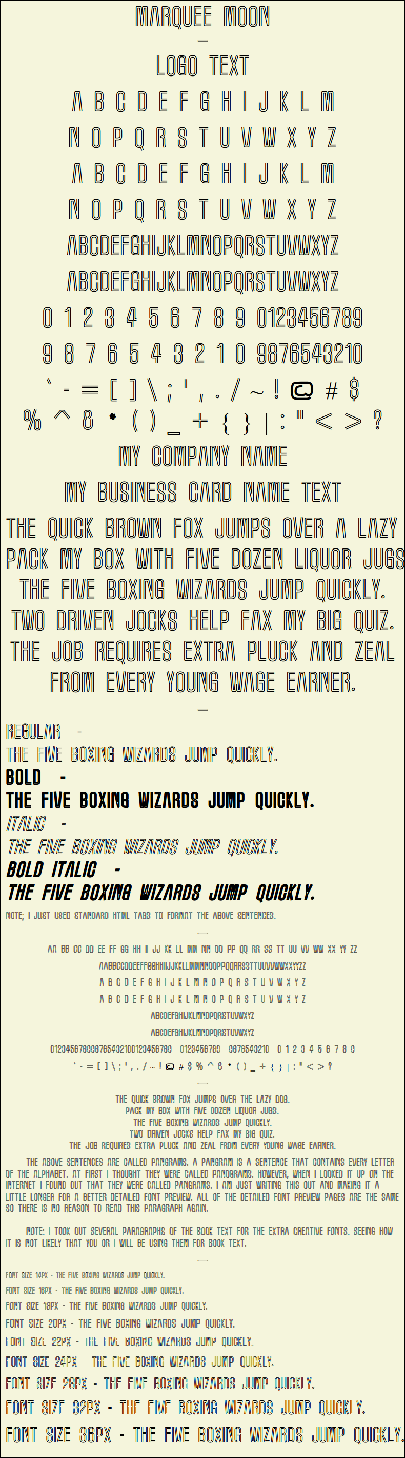 Detailed Picture Preview of The Font - Marquee Moon