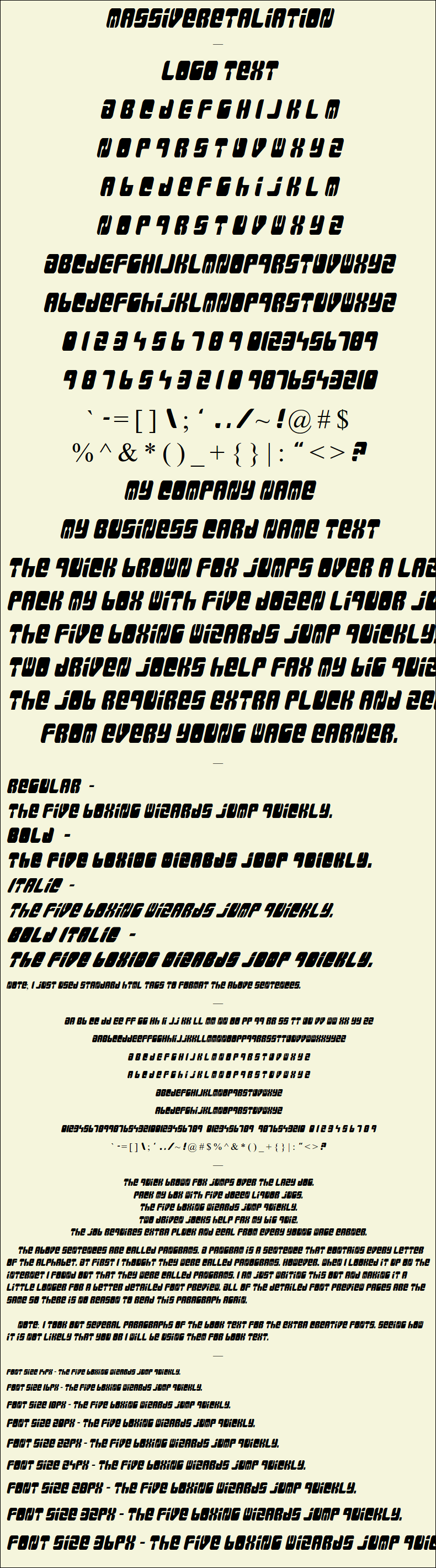 Detailed Picture Preview of The Font - MassiveRetaliation