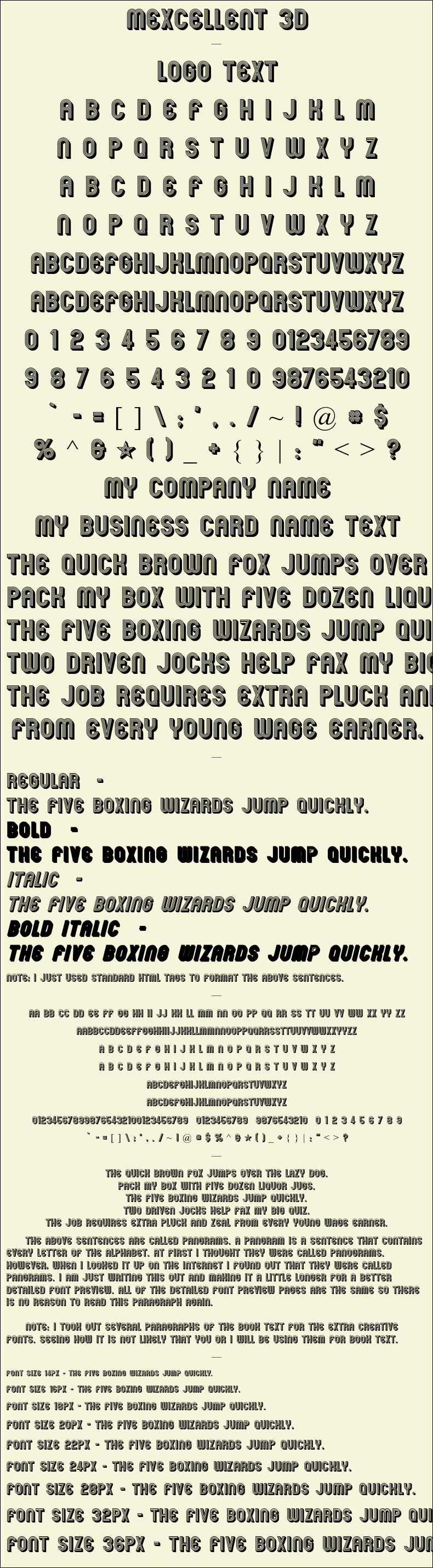 Detailed Picture Preview of The Font - Mexcellent 3D