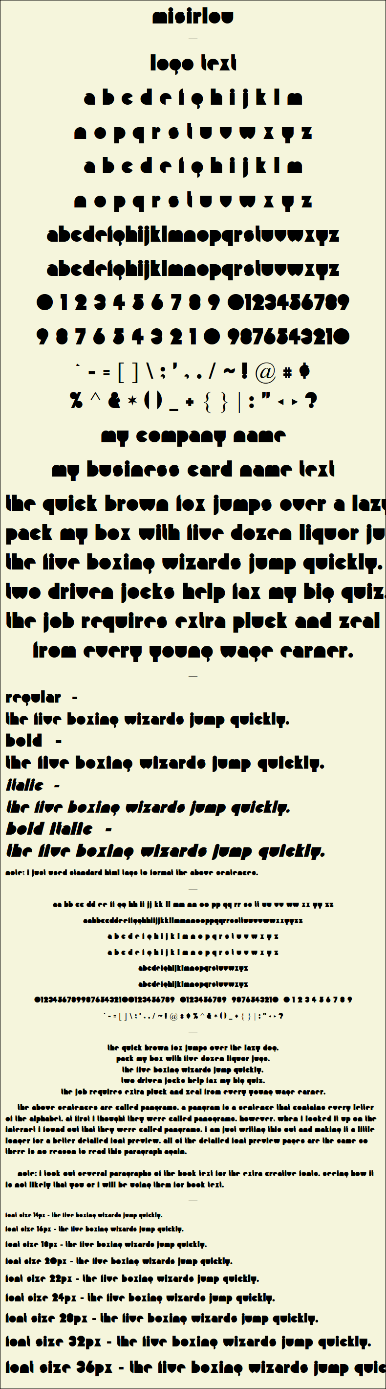 Detailed Picture Preview of The Font - Misirlou