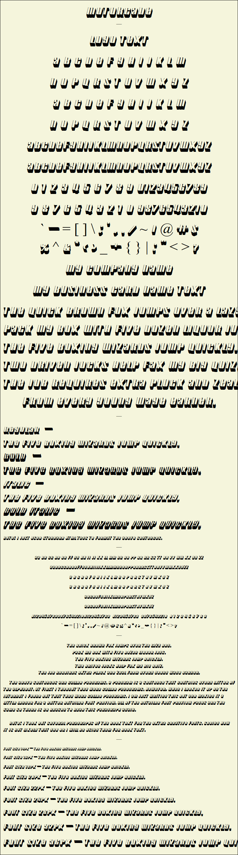 Detailed Picture Preview of The Font - Motorcade
