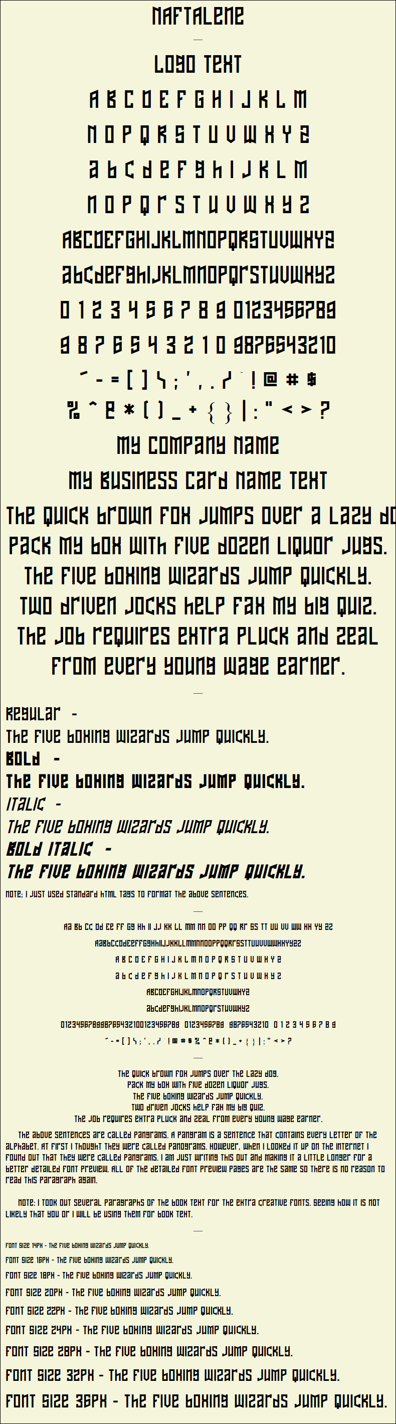 Detailed Picture Preview of The Font - NAFTAlene