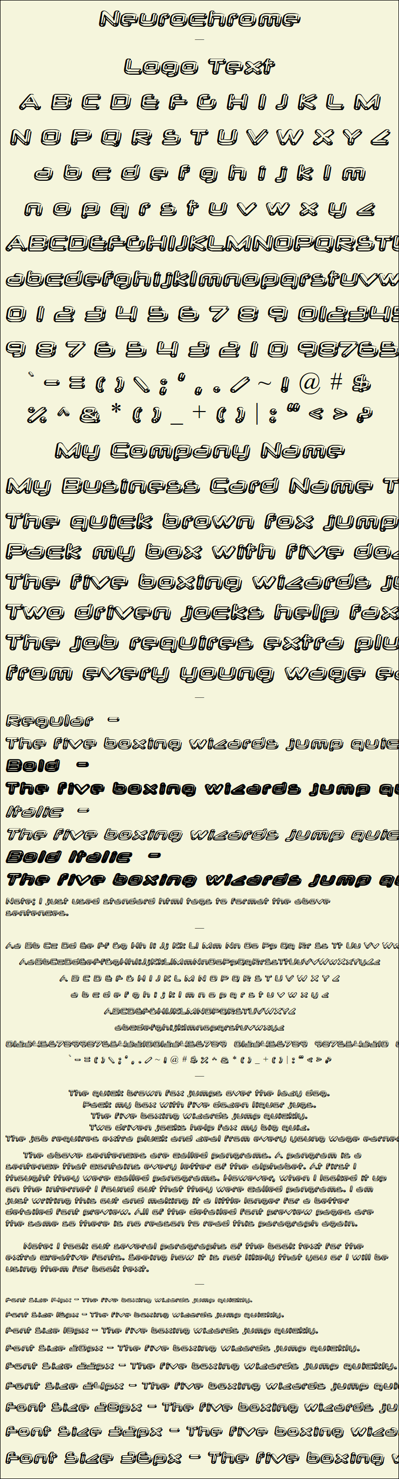 Detailed Picture Preview of The Font - Neurochrome