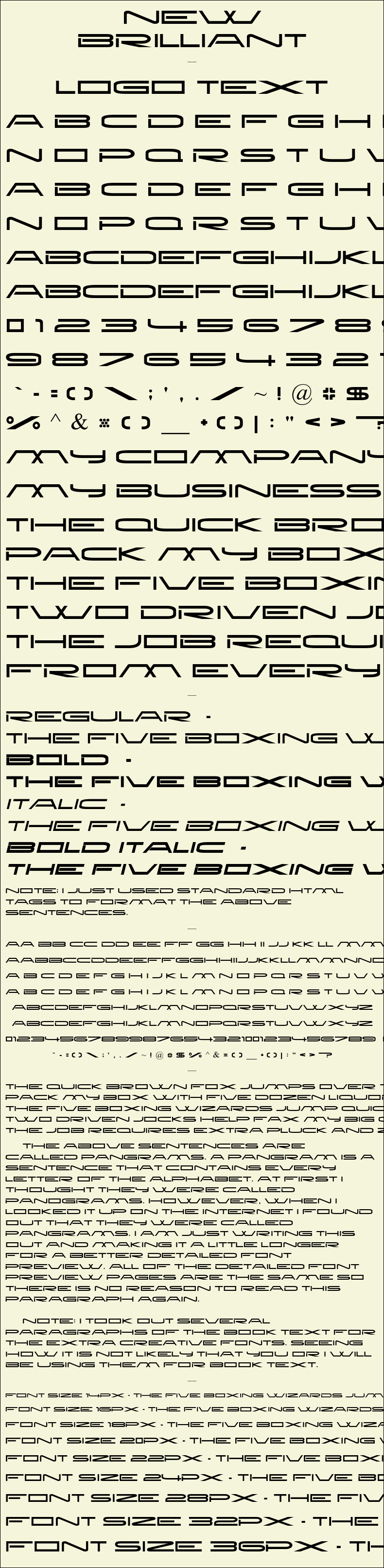 Detailed Picture Preview of The Font - New Brilliant
