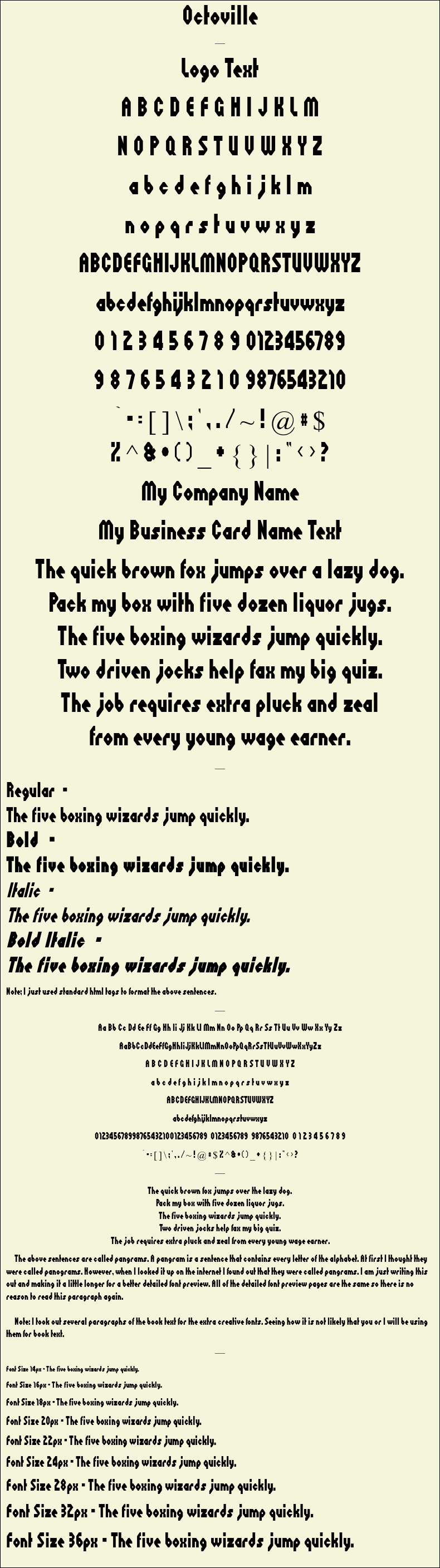 Detailed Picture Preview of The Font - Octoville