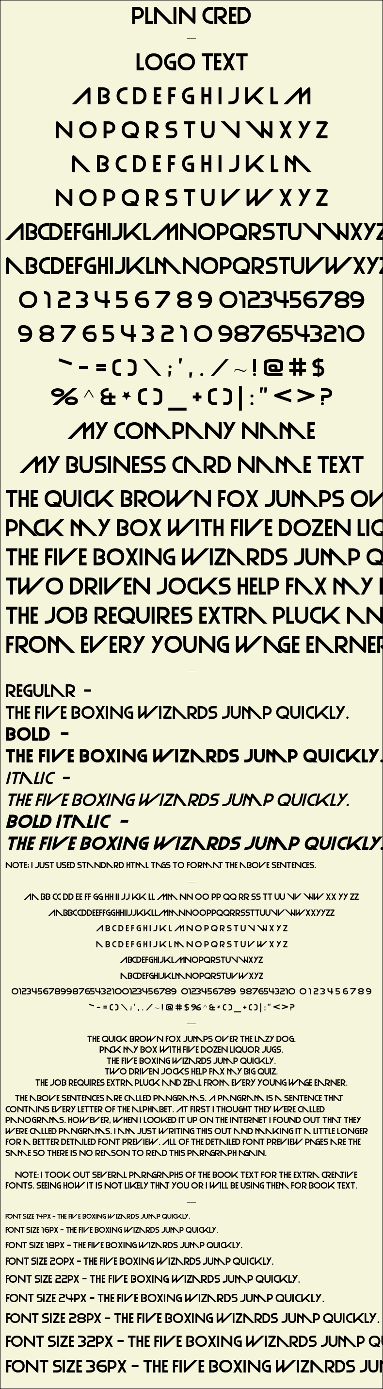Detailed Picture Preview of The Font - Plain Cred
