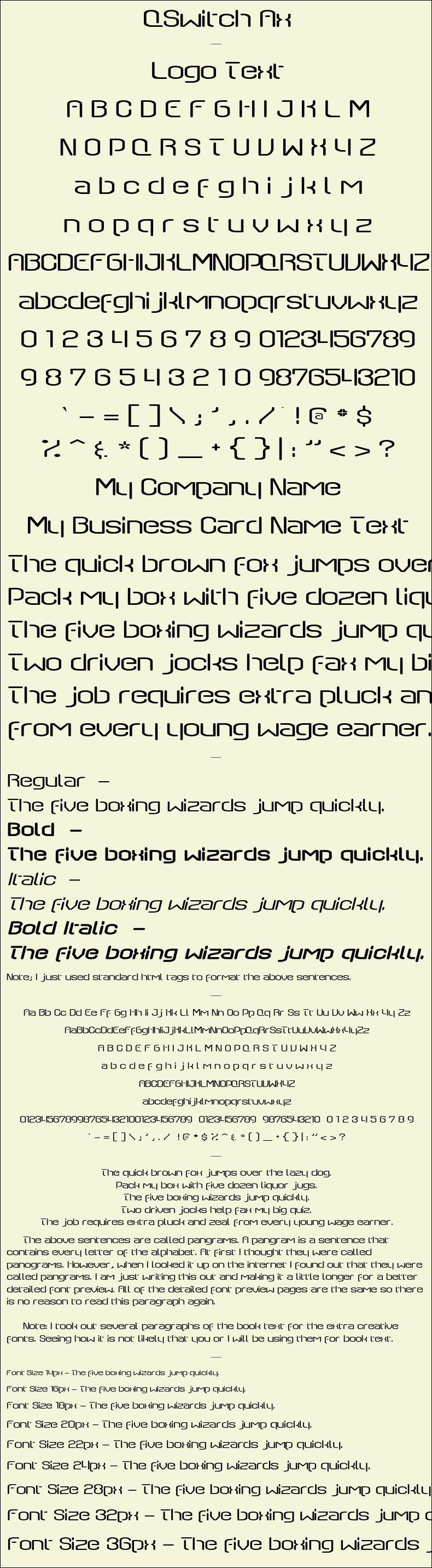 Detailed Picture Preview of The Font - QSwitch Ax