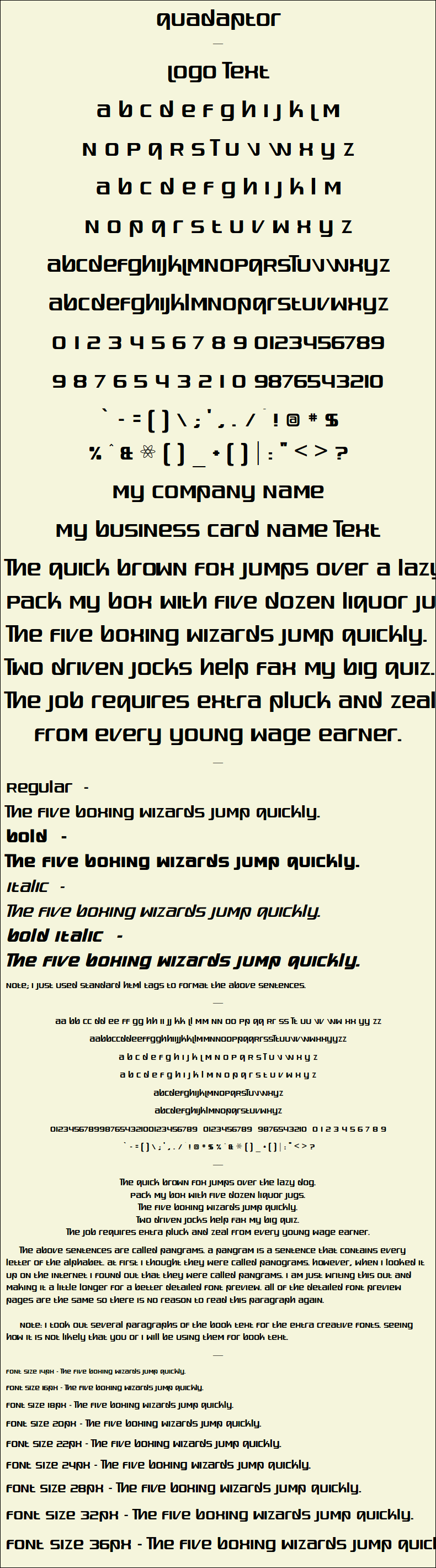 Detailed Picture Preview of The Font - Quadaptor