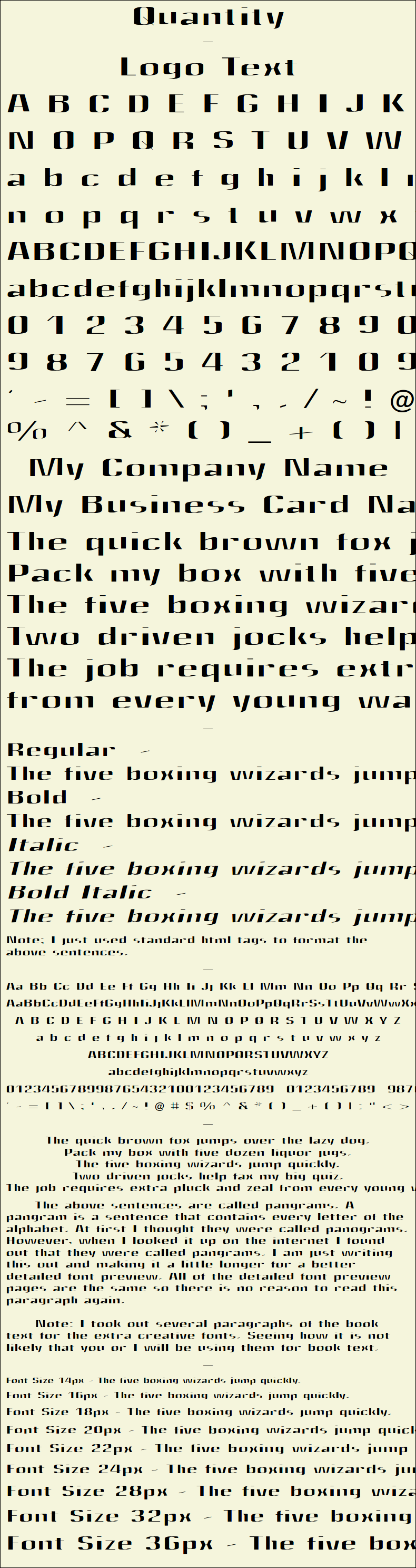 Detailed Picture Preview of The Font - Quantity