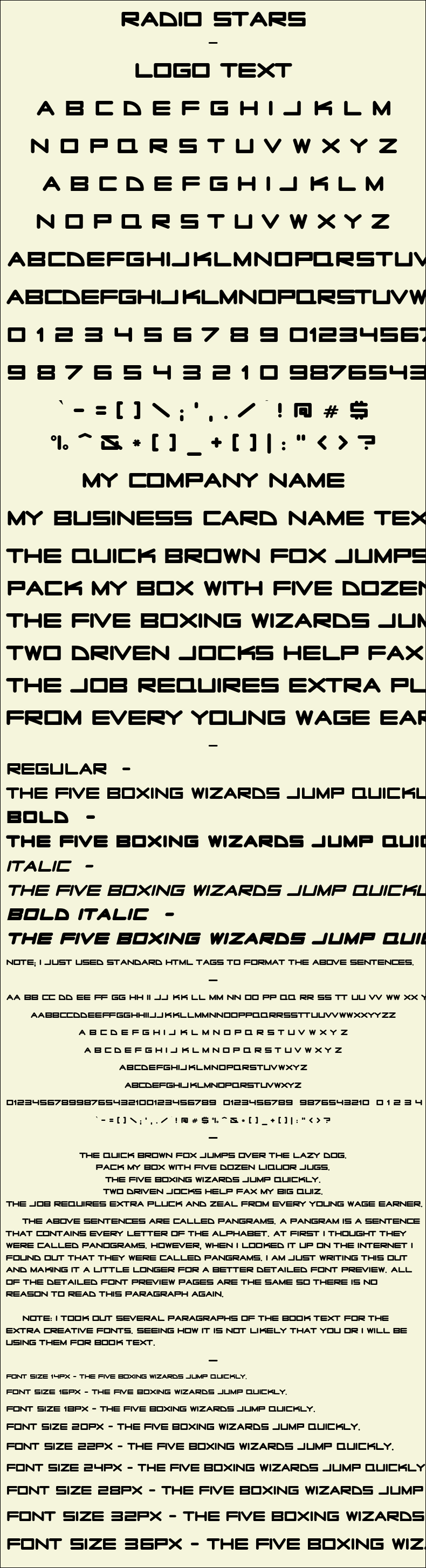 Detailed Picture Preview of The Font - Radio Stars