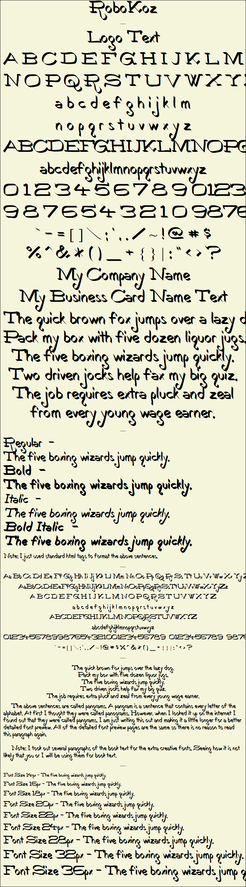 Detailed Picture Preview of The Font - RoboKoz