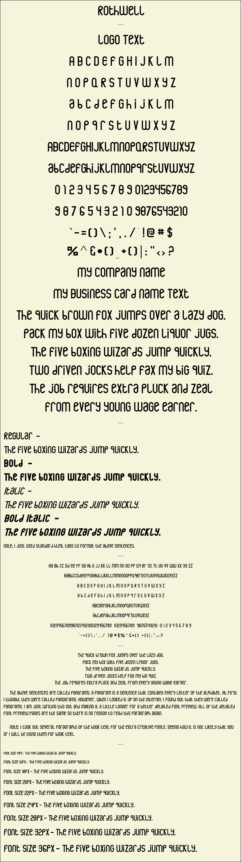 Detailed Picture Preview of The Font - Rothwell