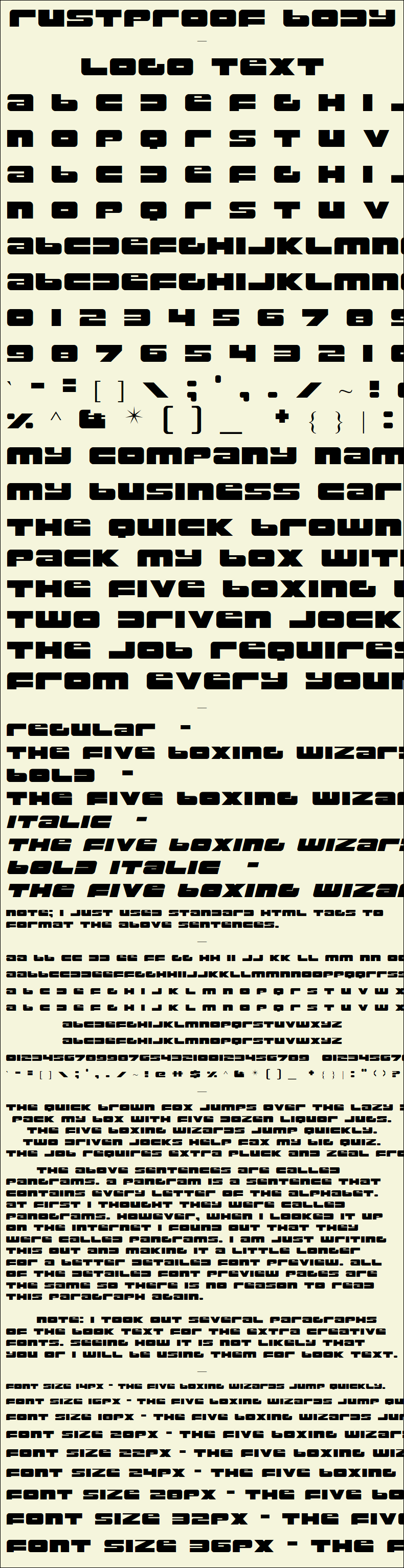 Detailed Picture Preview of The Font - Rustproof Body