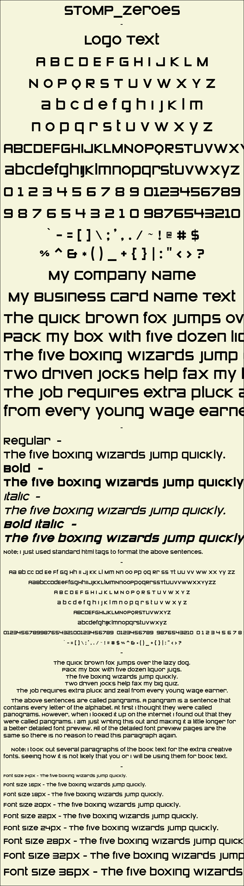 Detailed Picture Preview of The Font - STOMP_Zeroes