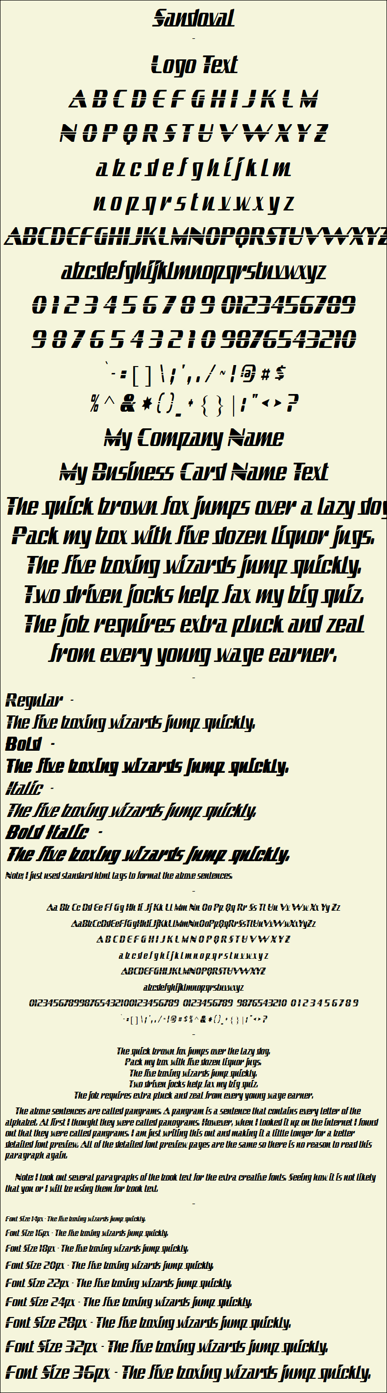 Detailed Picture Preview of The Font - Sandoval