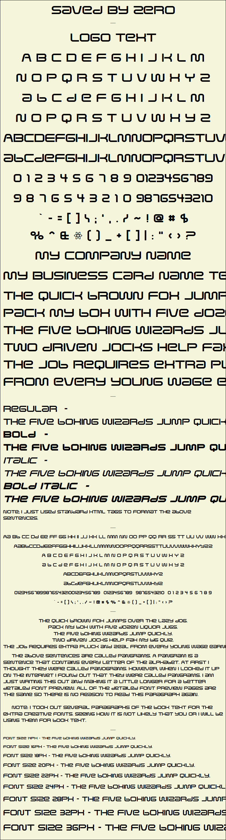 Detailed Picture Preview of The Font - Saved By Zero
