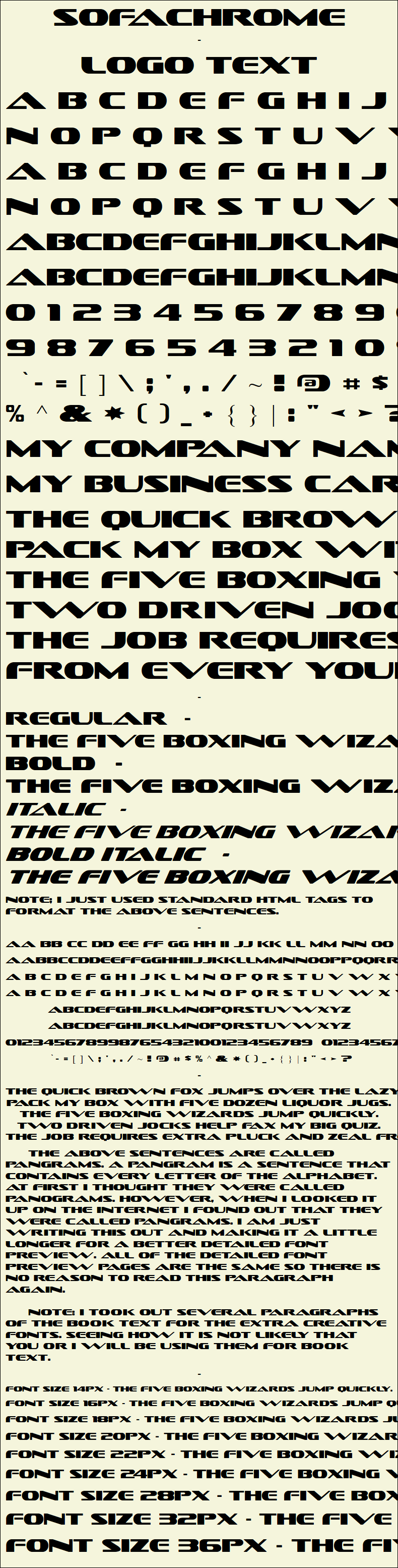 Detailed Picture Preview of The Font - Sofachrome