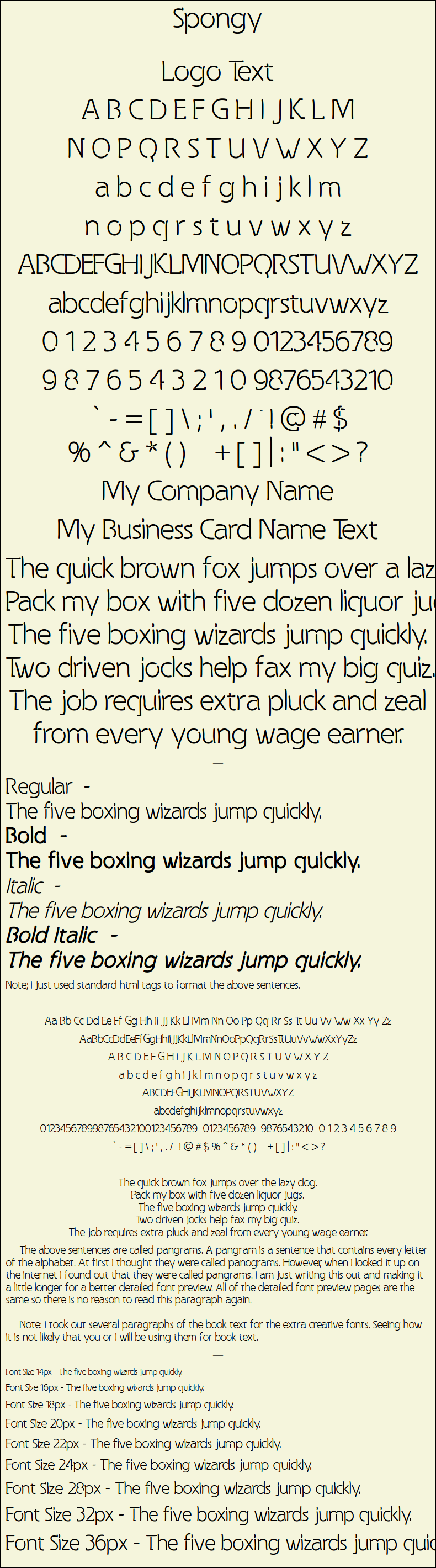 Detailed Picture Preview of The Font - Spongy