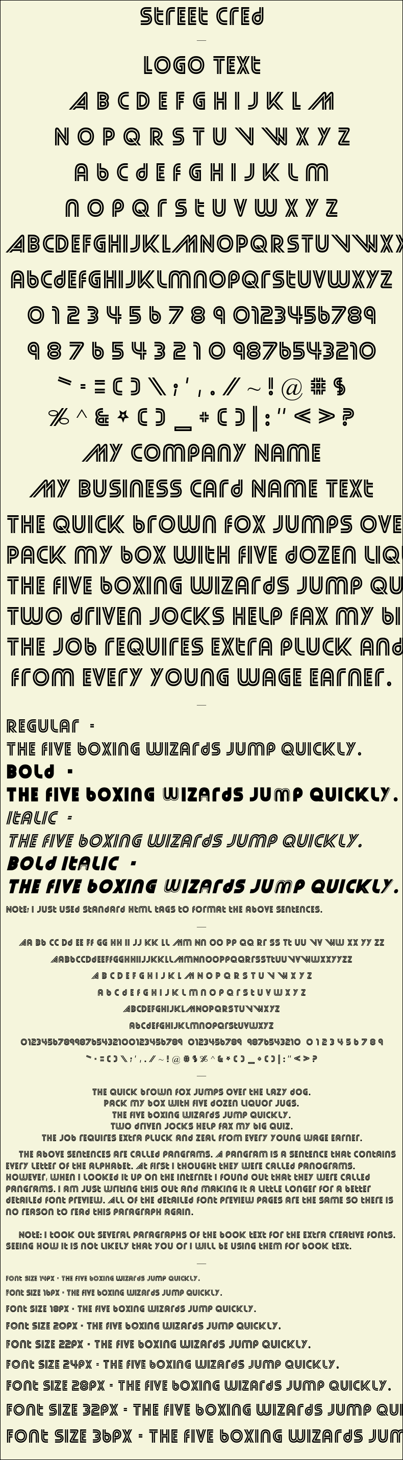 Detailed Picture Preview of The Font - Street Cred