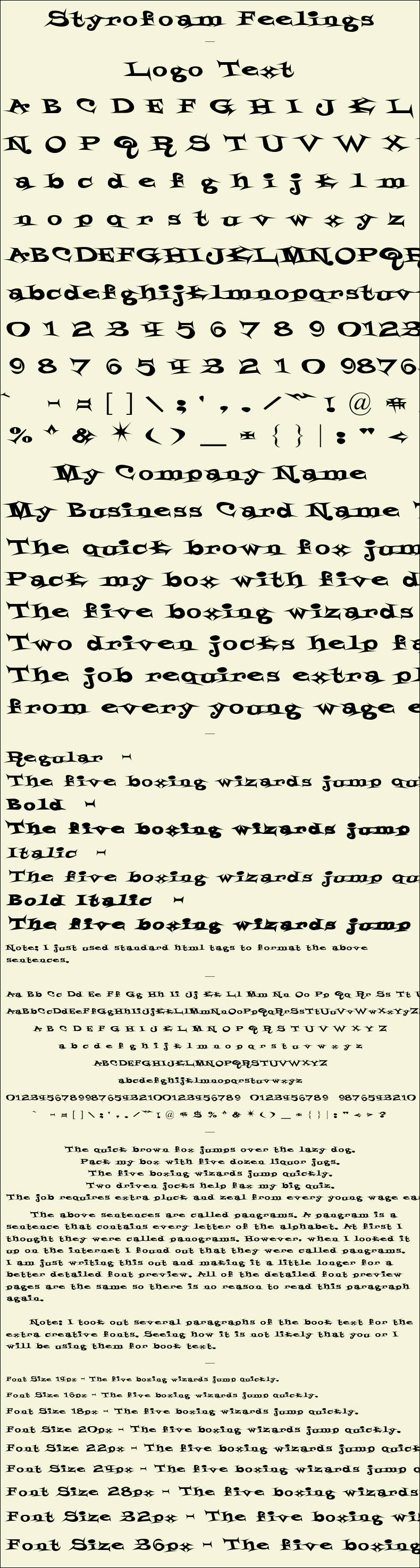 Detailed Picture Preview of The Font - Styrofoam Feelings