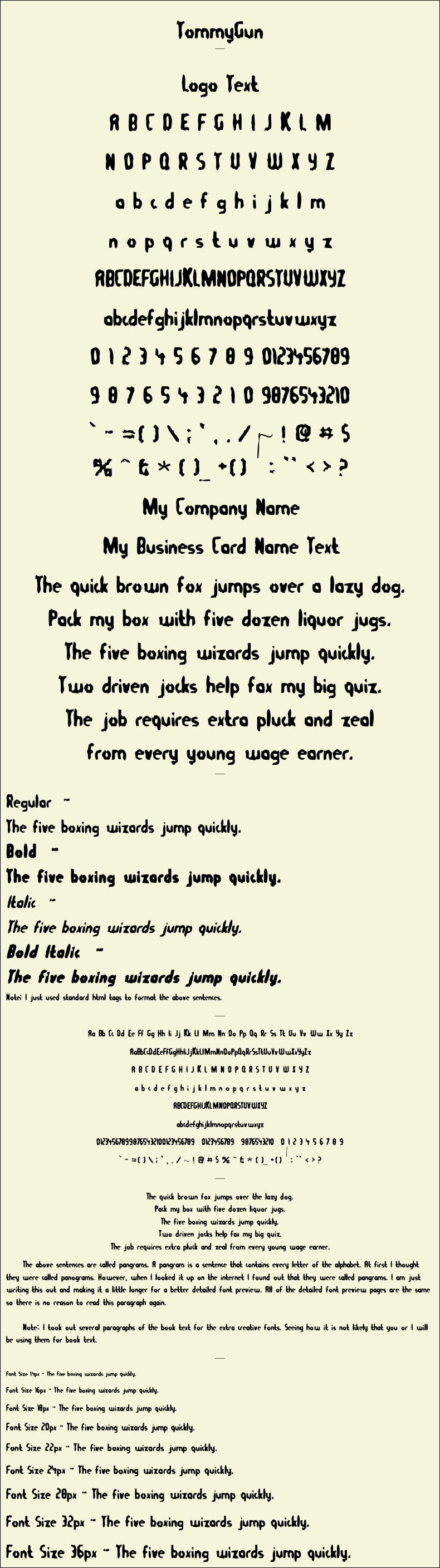Detailed Picture Preview of The Font - TommyGun
