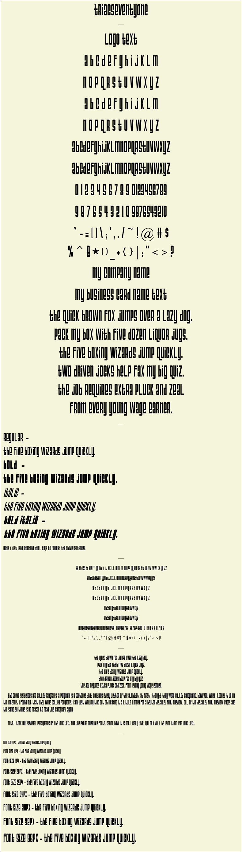 Detailed Picture Preview of The Font - TriacSeventyone