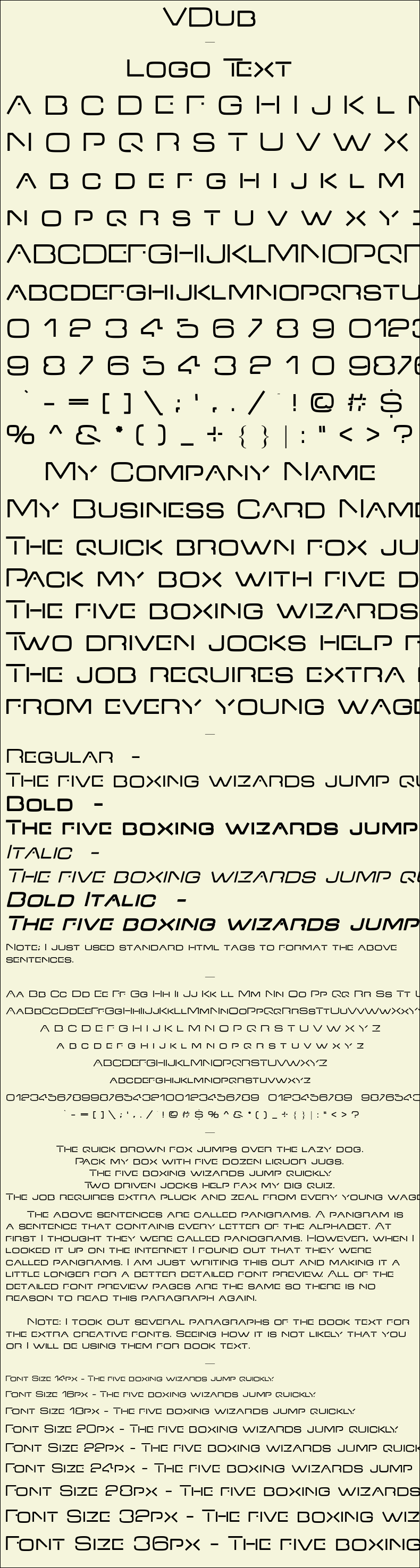Detailed Picture Preview of The Font - VDub