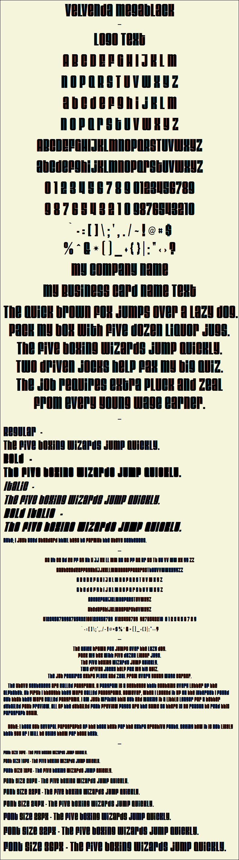 Detailed Picture Preview of The Font - Velvenda Megablack
