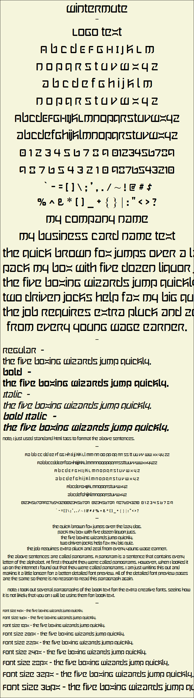 Detailed Picture Preview of The Font - Wintermute