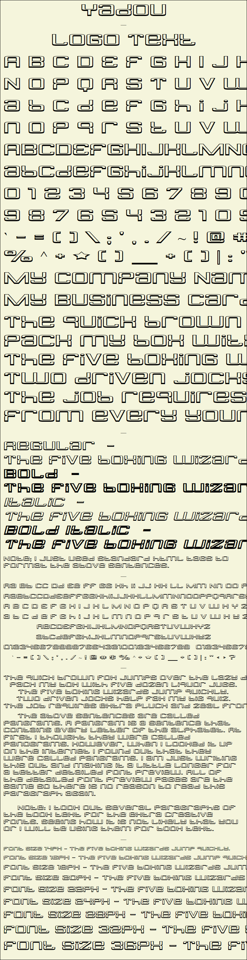 Detailed Picture Preview of The Font - Yadou