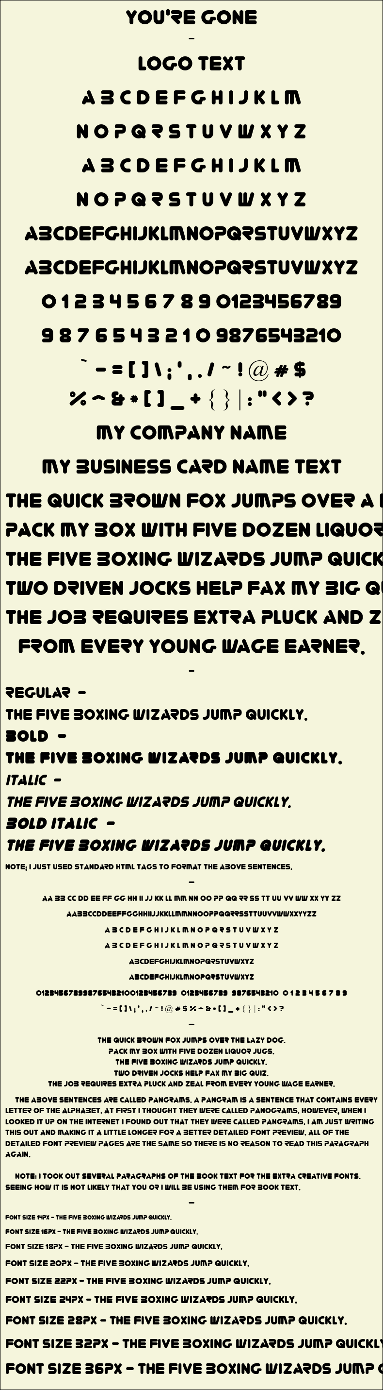 Detailed Picture Preview of The Font - You're Gone