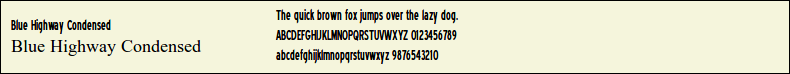 Picture Preview of The Font - Blue Highway Condensed 