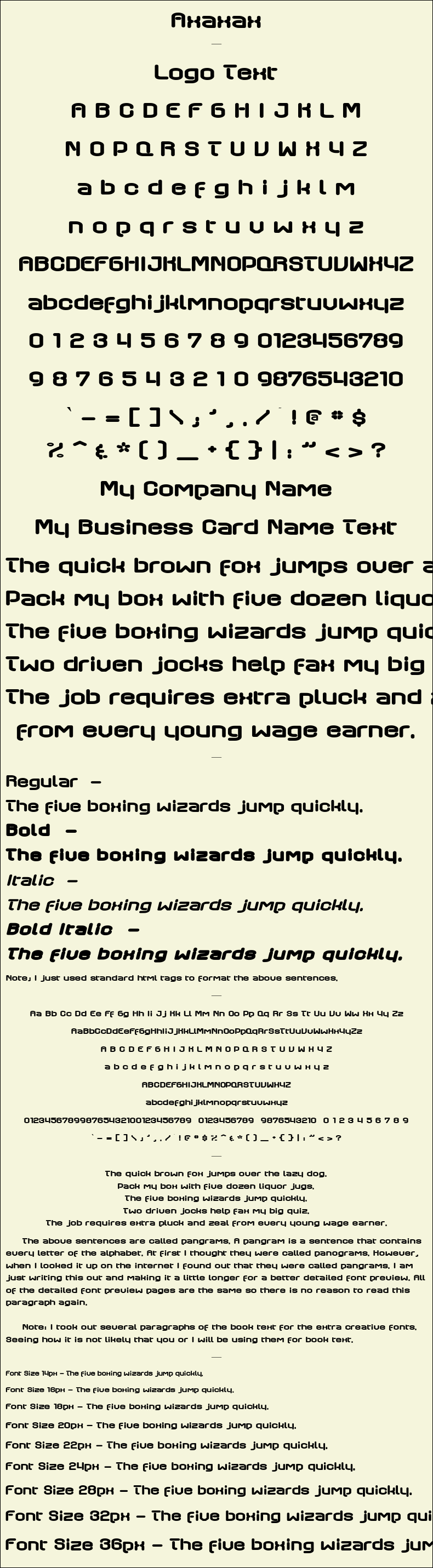 Detailed Picture Preview of The Font - Axaxax