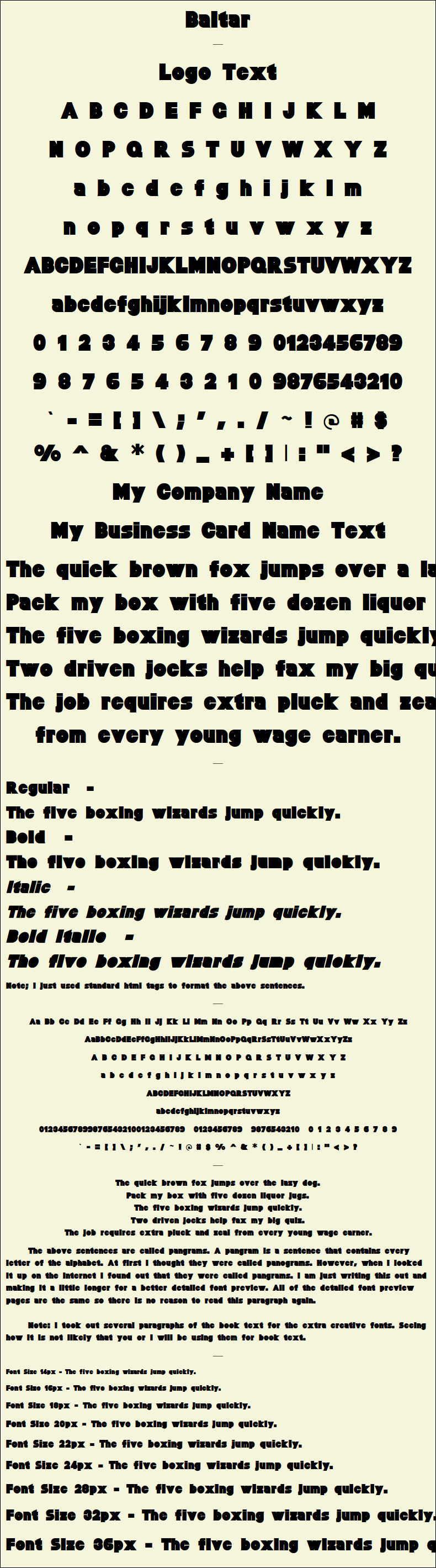 Detailed Picture Preview of The Font - Baltar
